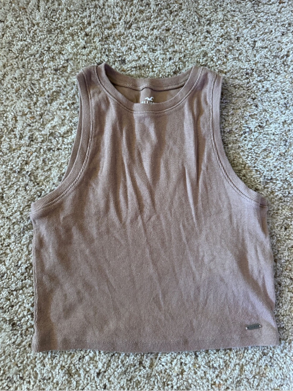 Hollister light brown Ribbed Cropped Tank